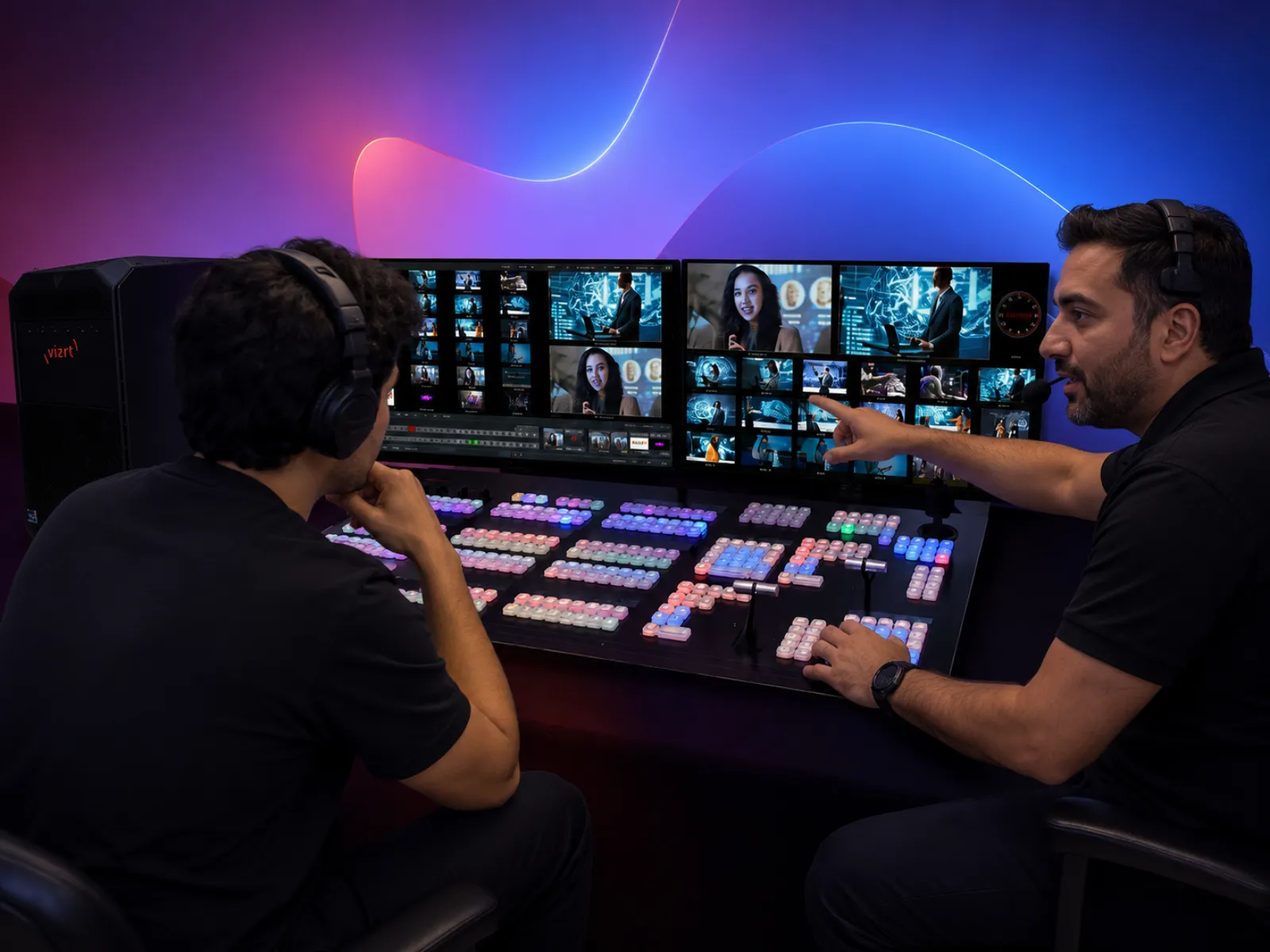 مشغّلان على لوحة تحكم TriCaster